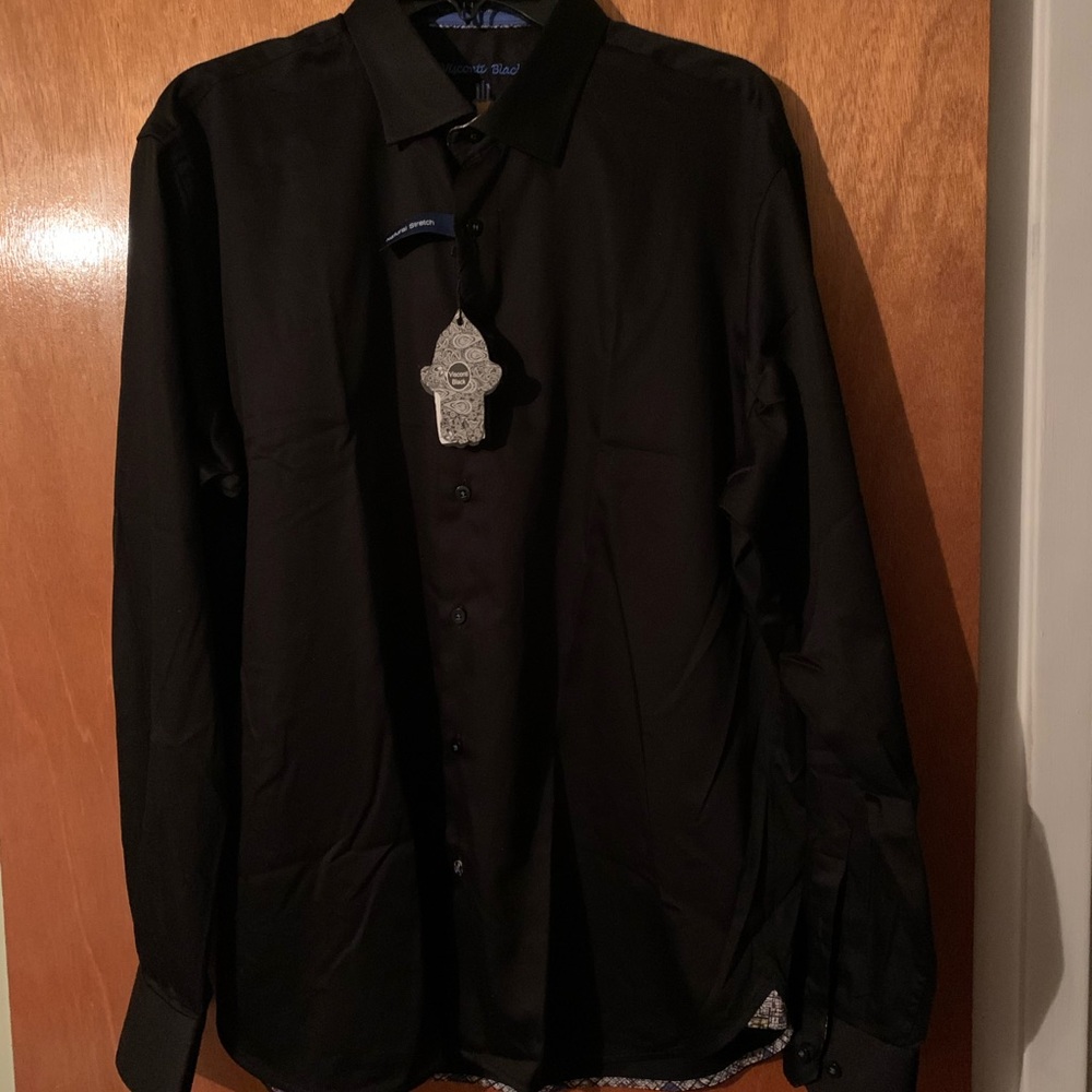 Visconti Black Men’s dress shirt - Black, NWT, XL